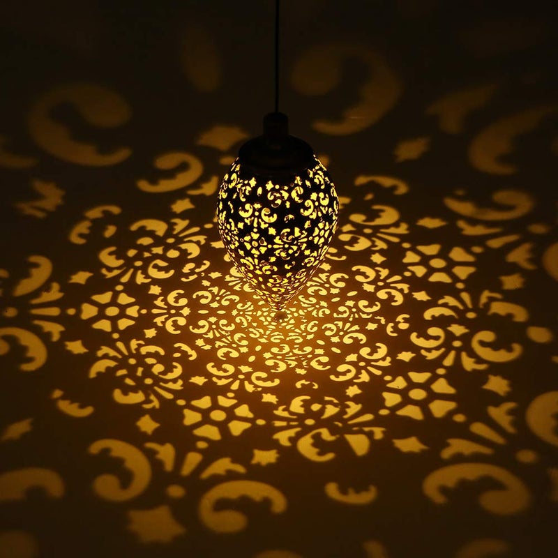 Tomshine (2 Pack) Hanging Solar Lights, Tomshine Solar Lantern LED Moroccan Garden Decor, Metal Solar Lanterns Outdoor Waterproof for Outside, Patio, Porch, Pathway Hanging Decor - Image 2