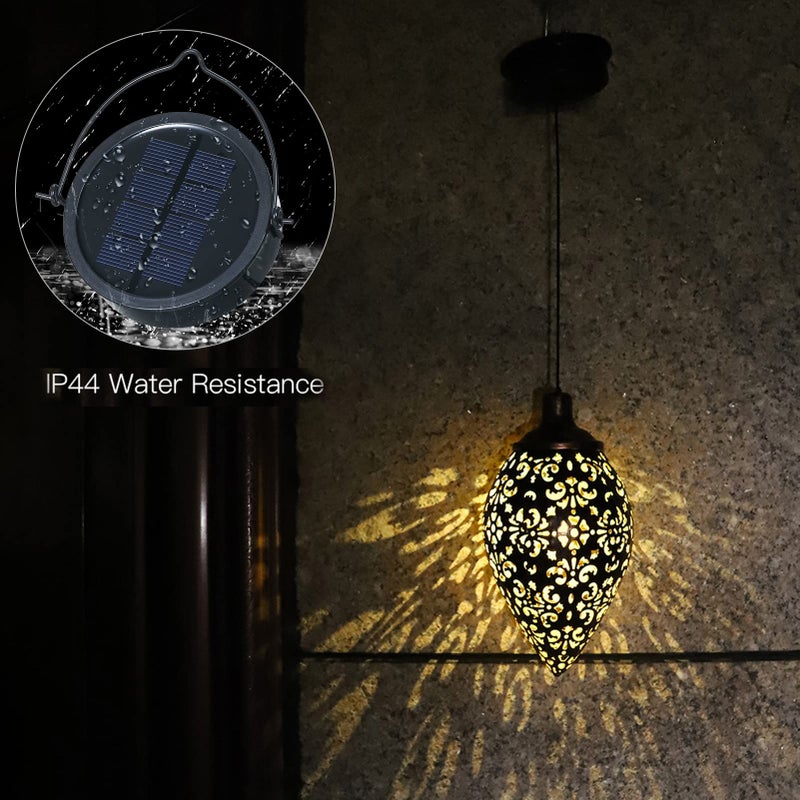 Tomshine (2 Pack) Hanging Solar Lights, Tomshine Solar Lantern LED Moroccan Garden Decor, Metal Solar Lanterns Outdoor Waterproof for Outside, Patio, Porch, Pathway Hanging Decor - Image 5