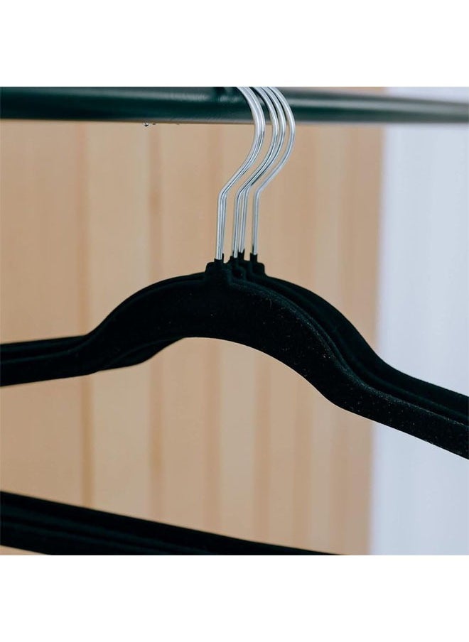 D'HOME Non-Slip Velvet Hangers - Suit Hangers Ultra Thin Space Saving 360 Degree Swivel Hook Strong and Durable Clothes Hangers Hold Up-to 10 Lbs (25, BLACK)  - Image 3