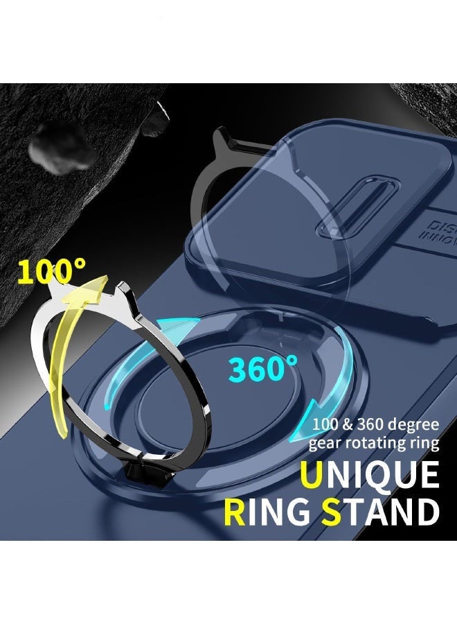 مستقبل نوفا [2 في 1] غطاء Honor 400 مع واقي شاشة للخصوصية، غطاء كاميرا منزلق، حامل دائري مدمج يدور 360 درجة، غطاء خلفي مقاوم للصدمات شديد التحمل لهاتف Honor 400 5G مقاس 6.55 بوصة (أزرق، عبوة من 1+1) - Image 3