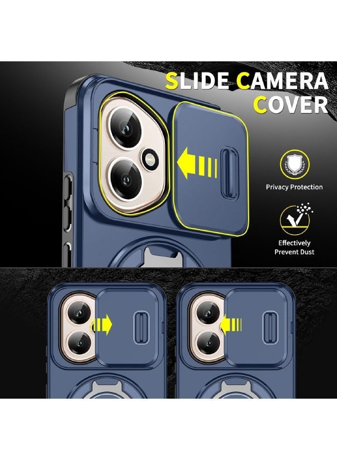 مستقبل نوفا [2 في 1] غطاء Honor 400 مع واقي شاشة للخصوصية، غطاء كاميرا منزلق، حامل دائري مدمج يدور 360 درجة، غطاء خلفي مقاوم للصدمات شديد التحمل لهاتف Honor 400 5G مقاس 6.55 بوصة (أزرق، عبوة من 1+1) - Image 5