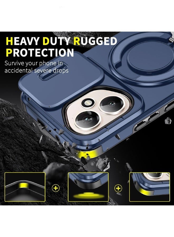 مستقبل نوفا [2 في 1] غطاء Honor 400 مع واقي شاشة للخصوصية، غطاء كاميرا منزلق، حامل دائري مدمج يدور 360 درجة، غطاء خلفي مقاوم للصدمات شديد التحمل لهاتف Honor 400 5G مقاس 6.55 بوصة (أزرق، عبوة من 1+1) - Image 2