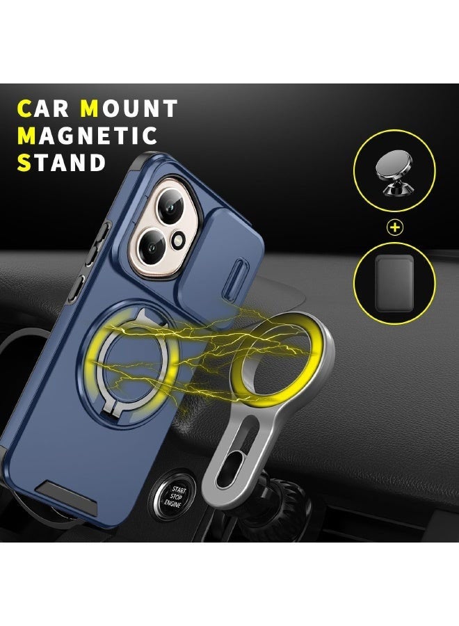 مستقبل نوفا [2 في 1] غطاء Honor 400 مع واقي شاشة للخصوصية، غطاء كاميرا منزلق، حامل دائري مدمج يدور 360 درجة، غطاء خلفي مقاوم للصدمات شديد التحمل لهاتف Honor 400 5G مقاس 6.55 بوصة (أزرق، عبوة من 1+1) - Image 4