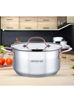 Arshia Arshia Stainless Steel Casserole with 2Lid 26cm Cooper  - Image 2