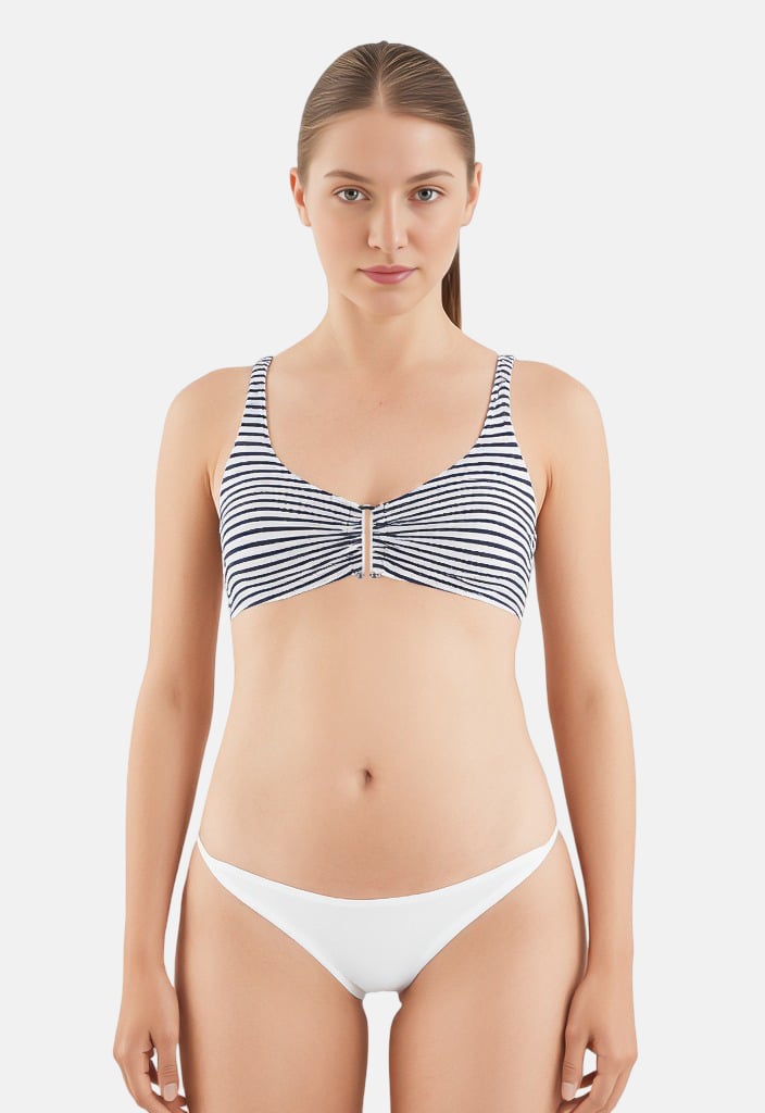 Reserved Women Non Padded Stripe Bikini Top, Multicolor - Image 1