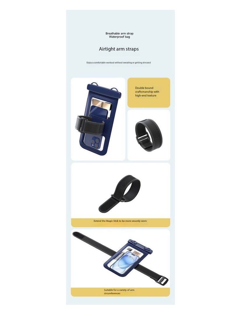 CityRiya-Long 2Pcs Waterproof Phone Pouch Set with Arm Strap & Lanyard Design - Touch-Sensitive Underwater Dry Bag, IPX8 Certified Universal Phone Case with Adjustable Wearable Straps for Phones up to 7.2'' - Ideal for Swimming, Running, Hiking & Water Sports - Leak-Proof, Shockproof & Hands-Free Convenience（D012-2-Blue）  - Image 3