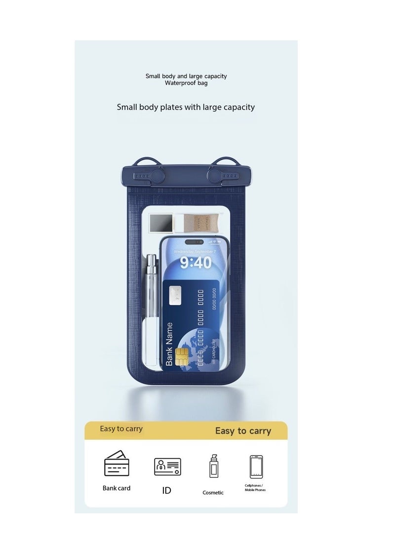 CityRiya-Long 2Pcs Waterproof Phone Pouch Set with Arm Strap & Lanyard Design - Touch-Sensitive Underwater Dry Bag, IPX8 Certified Universal Phone Case with Adjustable Wearable Straps for Phones up to 7.2'' - Ideal for Swimming, Running, Hiking & Water Sports - Leak-Proof, Shockproof & Hands-Free Convenience（D012-2-Blue）  - Image 4