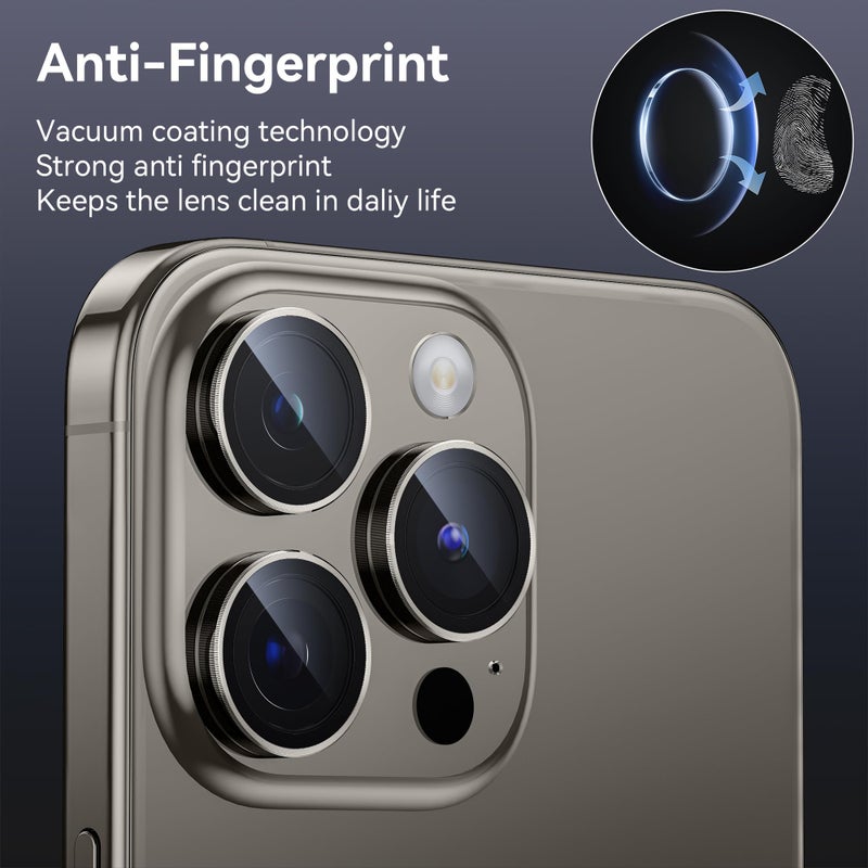 WSKEN for iPhone 15 Pro/iPhone 15 Pro Max Camera Lens Protector,[Keep Original Shooting] Shatterproof 9H Tempered Glass Camera Screen Protector Metal Ring Cover Film Accessories,Grey Titanium - Image 4