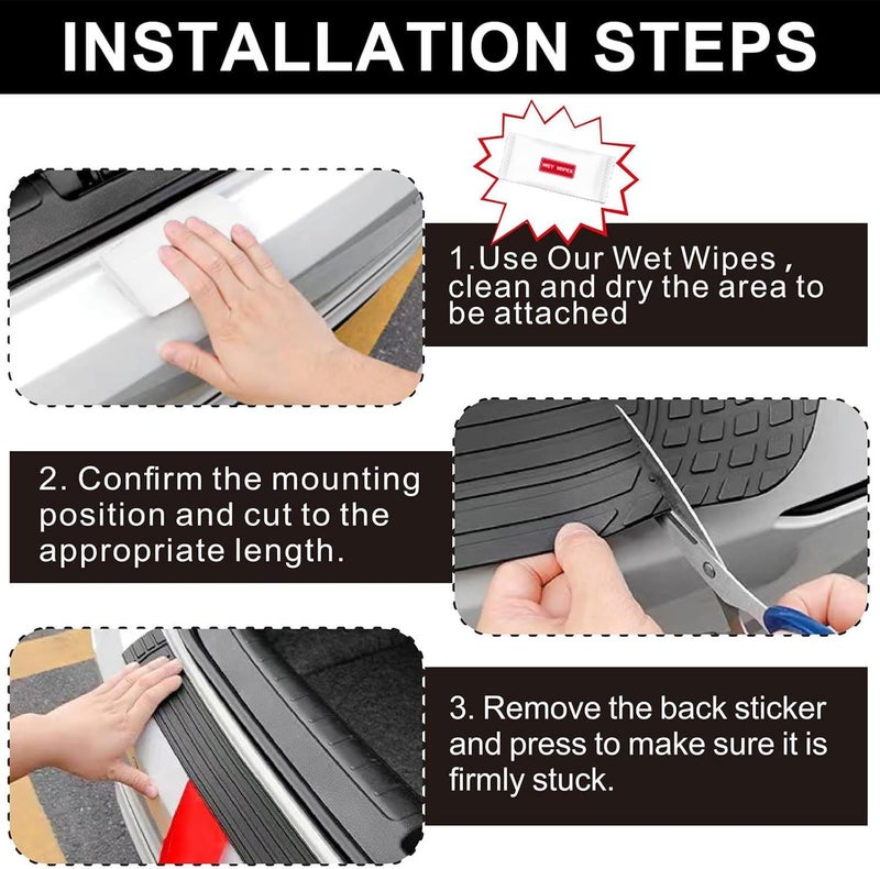 Rear Bumper Protector 41 X 3.4 Inch Black PVC Soft Rubber Anti-Scratch - Easy No-Drill Installation Cuttable Design Car Bumper Guard for Nissan Rogue SUV Exterior Use - Image 4
