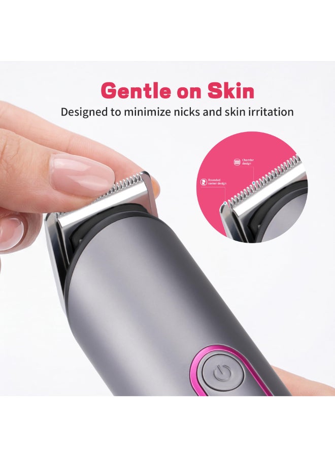 PRITECH Bikini Trimmer for Women Rechargeable Pubic Hair Trimmer for Sensitive Skin WetDry Use PainFree Electric RazorShaver with Standing Recharge Dock Ideal Gift for Women Slate Grey - Image 4