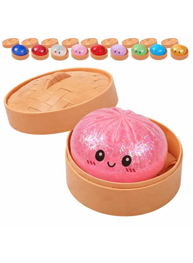 Pink Dumpling Squishy Toy with Box Soft Glitter Stress Relief Squeeze - Image 1