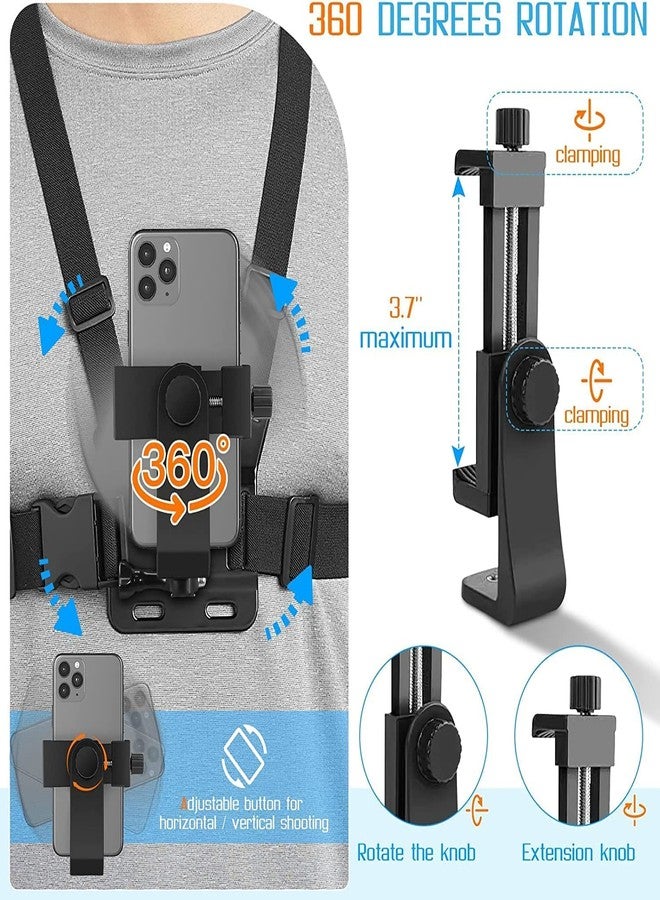 SKYCELL Mobile Phone Chest Mount Strap Holder, Anti-Slide Strap GoPro Chest Mount for Phone 360 Degree Rotary for Video Recording Camera Harness - Image 3