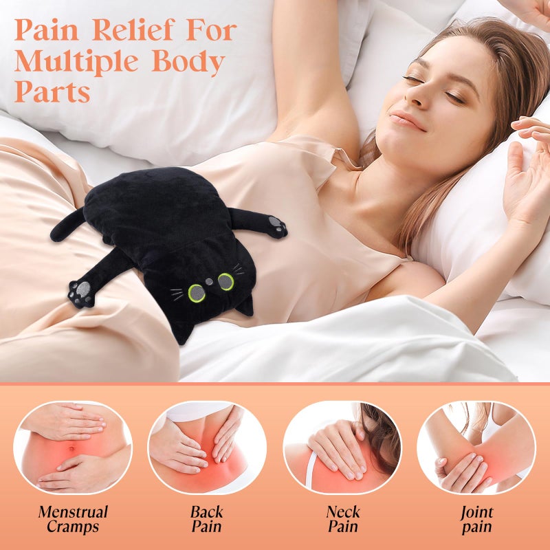 GEOPAI Microwave Heating Pad for Pain Relief, 17" x 15" Microwavable Heating Pads for Neck Shoulder, Cramps, Back Pain, Muscles, Joints, Natural Heat Pack Moist Heat, Menstrual Period, Small Black Cat - Image 4