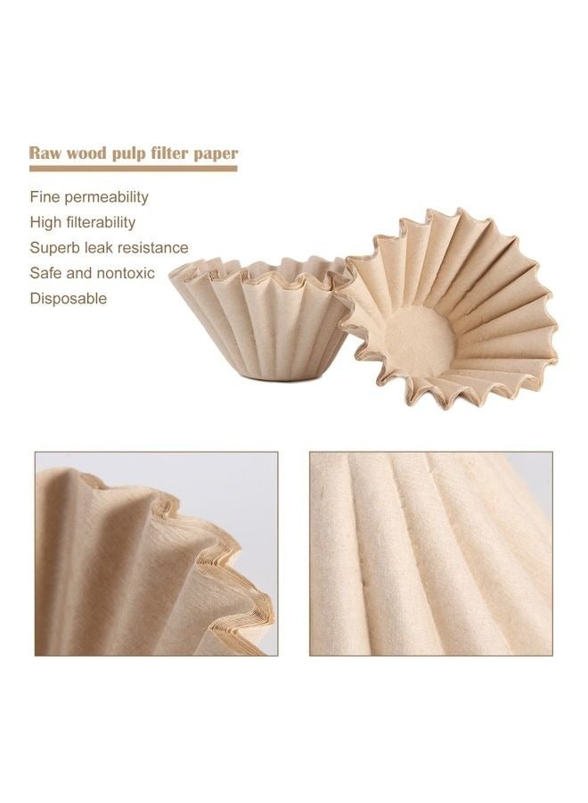 1-2 Cup Coffee Filters, Pack of 50 Disposable Basket Coffee Filter Paper, Thicken Natural Coffee Filter Basket for Commercial, Home Coffee Maker, Pour Over Coffee Kit (Brown)  - Image 4