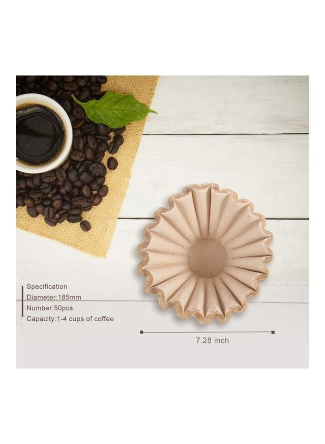 1-2 Cup Coffee Filters, Pack of 50 Disposable Basket Coffee Filter Paper, Thicken Natural Coffee Filter Basket for Commercial, Home Coffee Maker, Pour Over Coffee Kit (Brown)  - Image 2