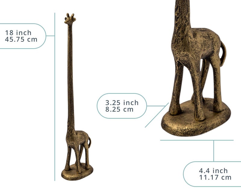 Comfify Giraffe Paper Towel Holder for Kitchen or Decorative Toilet Paper Stand for Bathroom - Unique Antique, Vintage, Whimsical Animal Design Roll Dispenser for Home Decor - Gold with Black - Image 3