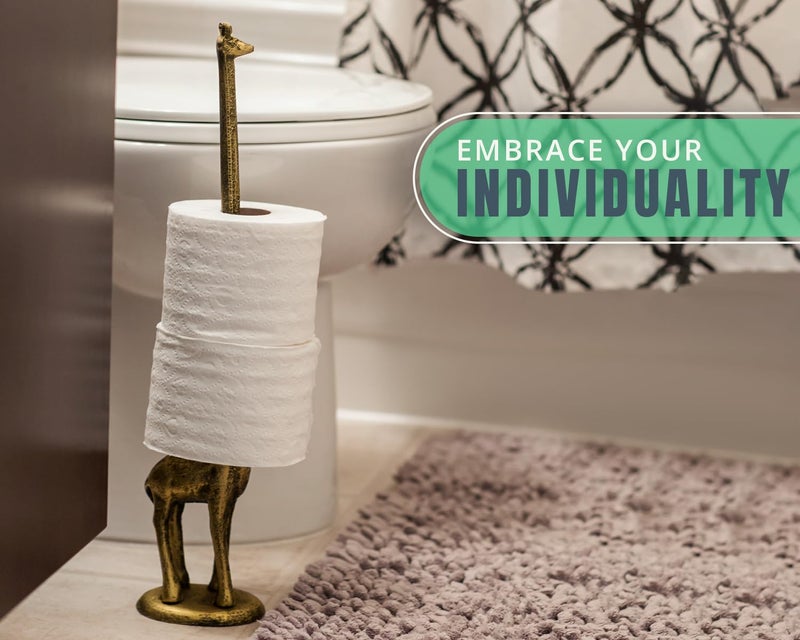 Comfify Giraffe Paper Towel Holder for Kitchen or Decorative Toilet Paper Stand for Bathroom - Unique Antique, Vintage, Whimsical Animal Design Roll Dispenser for Home Decor - Gold with Black - Image 4