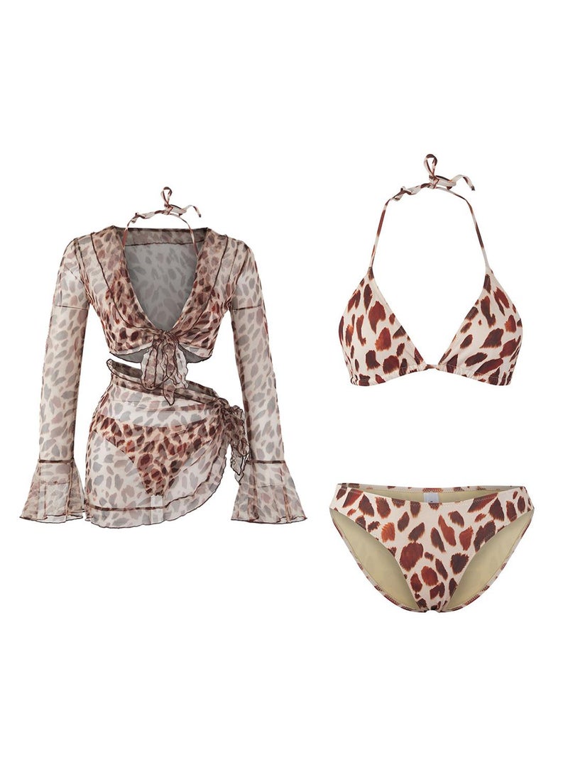 trendyol Leopard Patterned Triangle Regular Normal Waist Beach Wear Set Tbess25Js00005 - Image 4