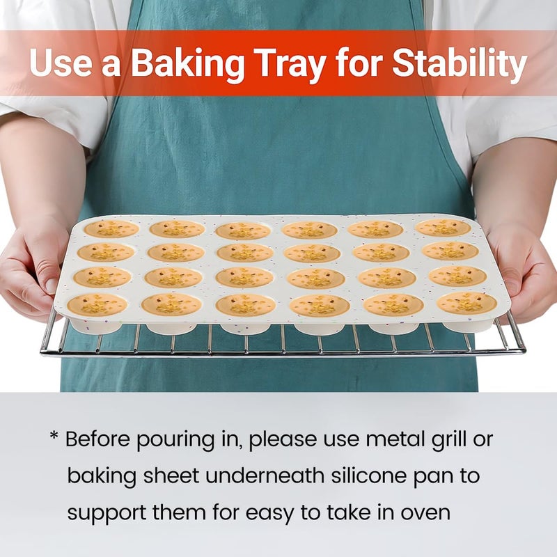 CAKETIME Silicone Mini Muffin Pan, 24 Cups Nonstick Mini Cupcake Pan for Baking Muffin, Cupcake, Egg Bites, Fat Bomb, 1 Pack Confetti - Image 5