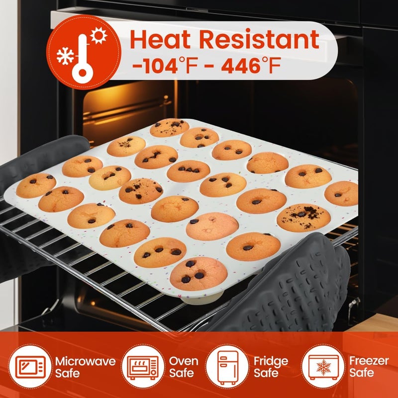 CAKETIME Silicone Mini Muffin Pan, 24 Cups Nonstick Mini Cupcake Pan for Baking Muffin, Cupcake, Egg Bites, Fat Bomb, 1 Pack Confetti - Image 4