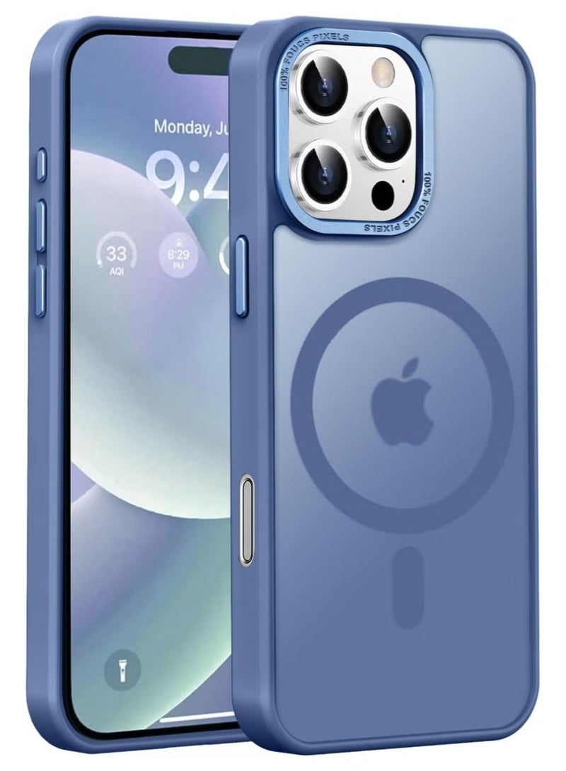 حافظة مغناطيسية لهاتف آيفون 16 6.1 بوصة حافظة هاتف شفافة غير لامعة رفيعة مقاومة للصدمات ومضادة للأصفر للنساء والرجال والفتيات والأولاد غطاء واقٍ (أزرق سييرا)