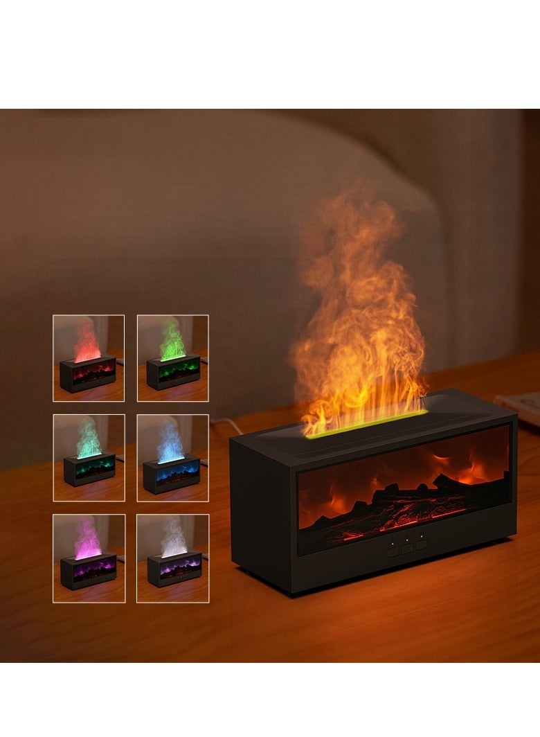 الأزرق جي دبليو موزع الزيوت العطرية، موزع الزيوت العطرية على شكل مدفأة - مرطب عطري للعلاج بالروائح، مزود بـ 7 ألوان لهب صامتة، سعة 150 مل، جهاز تحكم عن بعد - مثالي لغرفة النوم والمكتب المنزلي (مدفأة سوداء) - Image 4