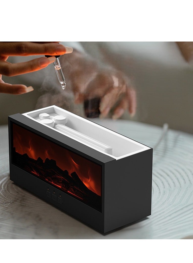 الأزرق جي دبليو موزع الزيوت العطرية، موزع الزيوت العطرية على شكل مدفأة - مرطب عطري للعلاج بالروائح، مزود بـ 7 ألوان لهب صامتة، سعة 150 مل، جهاز تحكم عن بعد - مثالي لغرفة النوم والمكتب المنزلي (مدفأة سوداء) - Image 5