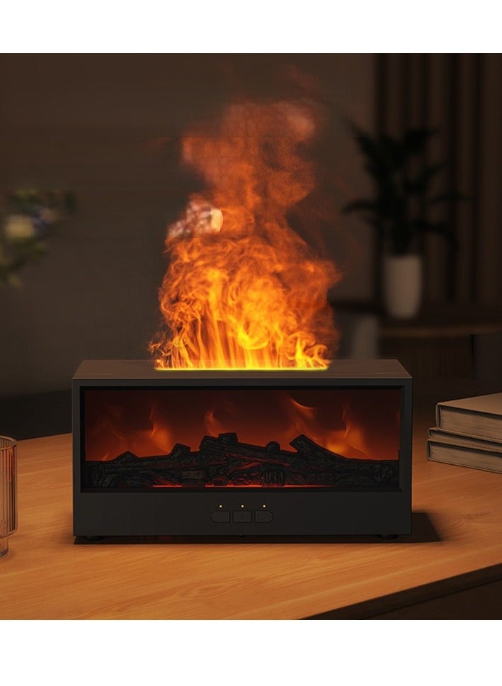 الأزرق جي دبليو موزع الزيوت العطرية، موزع الزيوت العطرية على شكل مدفأة - مرطب عطري للعلاج بالروائح، مزود بـ 7 ألوان لهب صامتة، سعة 150 مل، جهاز تحكم عن بعد - مثالي لغرفة النوم والمكتب المنزلي (مدفأة سوداء) - Image 1