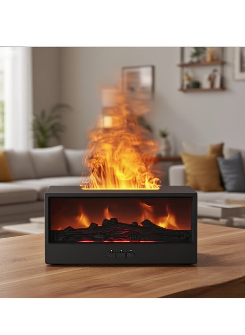 الأزرق جي دبليو موزع الزيوت العطرية، موزع الزيوت العطرية على شكل مدفأة - مرطب عطري للعلاج بالروائح، مزود بـ 7 ألوان لهب صامتة، سعة 150 مل، جهاز تحكم عن بعد - مثالي لغرفة النوم والمكتب المنزلي (مدفأة سوداء) - Image 2