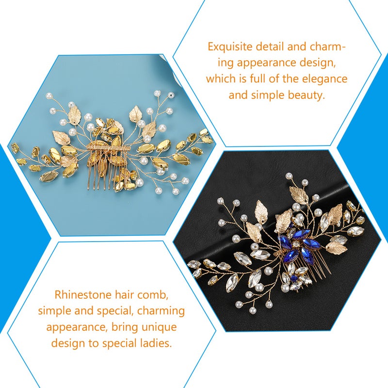 Wedding Bride Rhinestone Hair Comb Jewelry Wedding Piece Comb Headband - Image 3