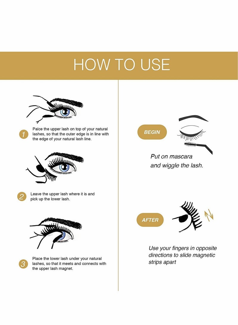 Y&D Magnetic Lashes, 8Pcs Eyelashes without Eyeliner, Dual Natural Look Half Perfect Reusable Eyelashes, Featherlight and Waterproof - Image 5