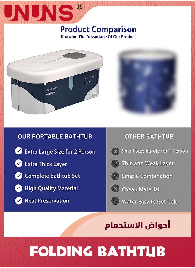 UNUNS - حوض استحمام محمول قابل للطي، حوض استحمام قائم بذاته بطول 120 سم للبالغين، حوض استحمام سبا منفصل للحمام العائلي، حوض استحمام قابل للطي للبالغين، صيانة فعالة لدرجة الحرارة، مثالي للحمام الساخن وحمام الجليد - Image 1