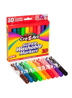 Cra-Z-Art Cra-Z-Art Classic Super Washable Markers, Broad Tip, Assorted Barrel, Assorted Ink, Pack Of 10 Markers  - Image 1
