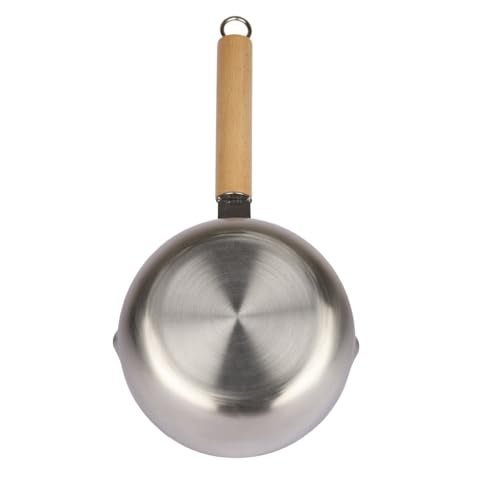 SG-Mart Traditional Japanese Saucepan | Non-Stick Aluminium Sauce Pan Milk Pot with Wooden Handle Pouring Spout for Soup & Noodles | Sugar and Chocolate Melting Pot (Silver-18CM,1-Pcs) |1.80 Liter - Image 2