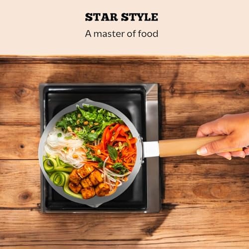SG-Mart Traditional Japanese Saucepan | Non-Stick Aluminium Sauce Pan Milk Pot with Wooden Handle Pouring Spout for Soup & Noodles | Sugar and Chocolate Melting Pot (Silver-18CM,1-Pcs) |1.80 Liter - Image 5