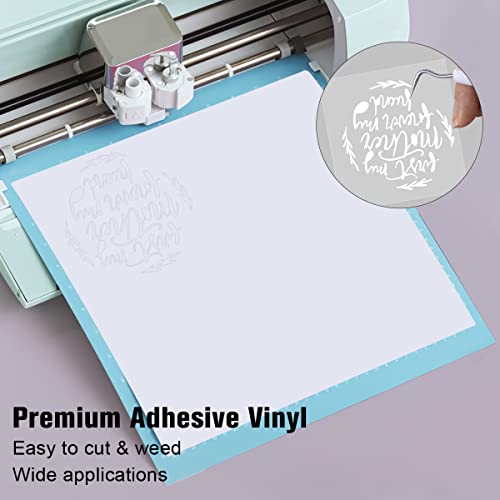 YRYM HT White Permanent Vinyl Roll – 12”x50FT Matte White Permanent Adhesive Vinyl Rolls Compatible with Cricut Cutting Machine, Silhouette and Cameo Cutters - Image 3
