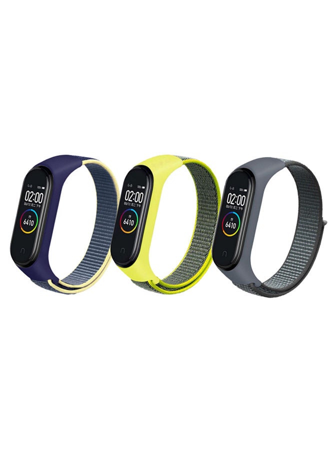 O Ozone Nylon Straps for Xiaomi Mi Band 7/6/5 Soft Breathable Sport Replacement Strap Wristband Sport Band - Ice Blue & Bright Yellow & Grey - Image 1