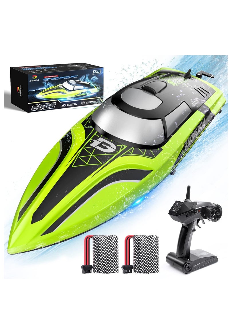 DEERC DEERC RC Boat with LED Light, 30+ Mins, Self Righting Remote Control Boat for Pools & Lakes, 20+ MPH, 2.4GHz Racing Boats, 2 Battery, Pool Toys for Kids, Radio Controlled Watercraft  - Image 1