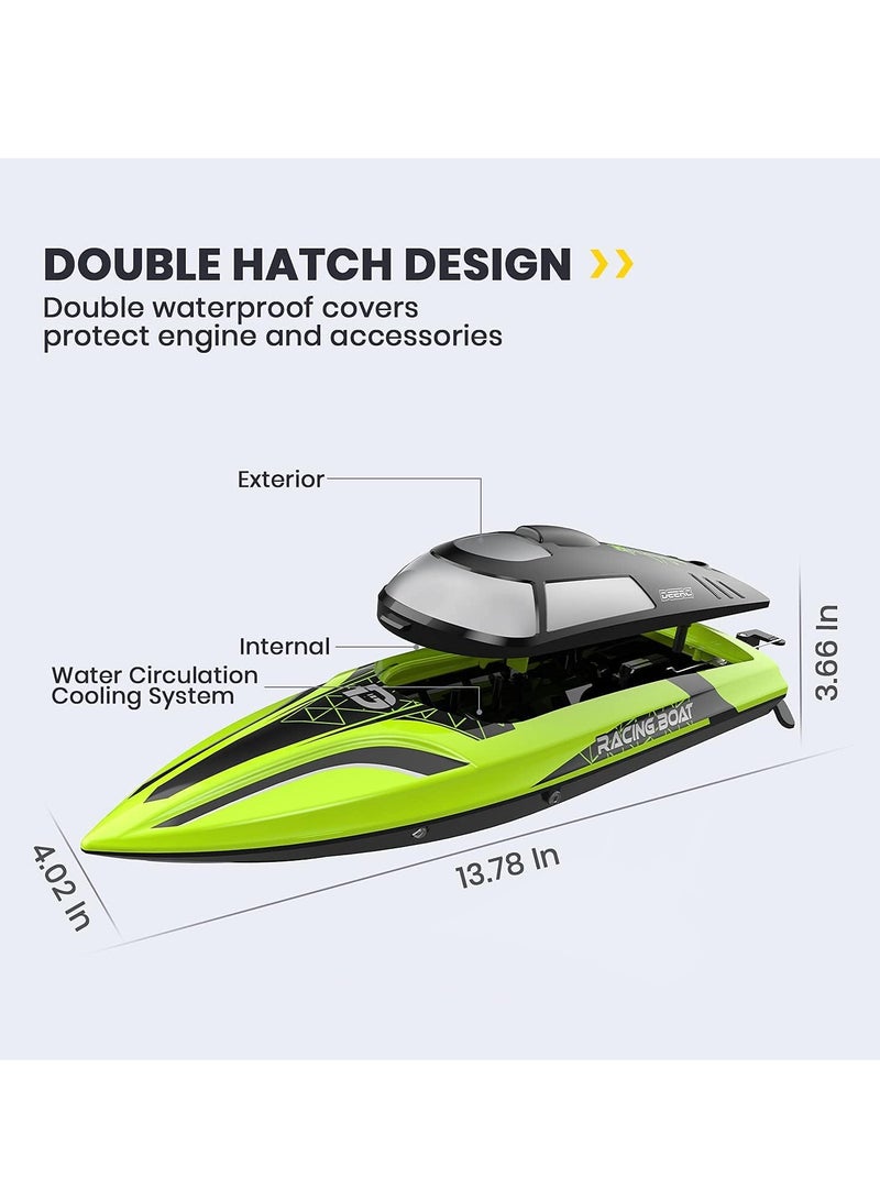 DEERC DEERC RC Boat with LED Light, 30+ Mins, Self Righting Remote Control Boat for Pools & Lakes, 20+ MPH, 2.4GHz Racing Boats, 2 Battery, Pool Toys for Kids, Radio Controlled Watercraft  - Image 2