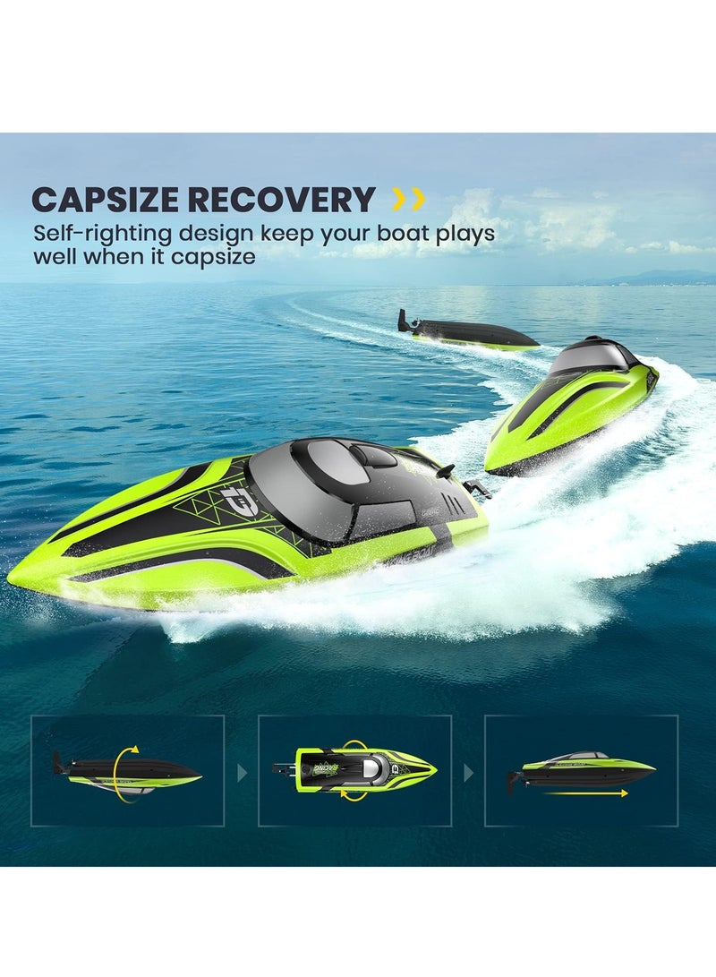 DEERC DEERC RC Boat with LED Light, 30+ Mins, Self Righting Remote Control Boat for Pools & Lakes, 20+ MPH, 2.4GHz Racing Boats, 2 Battery, Pool Toys for Kids, Radio Controlled Watercraft  - Image 3