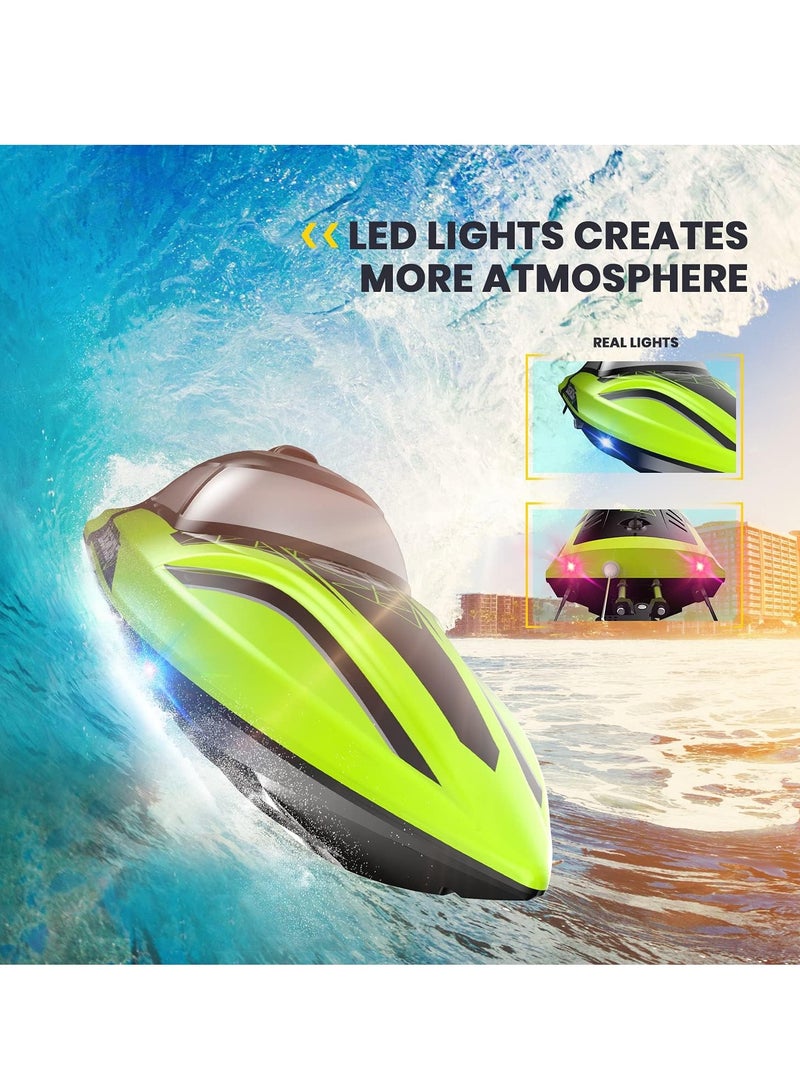 DEERC DEERC RC Boat with LED Light, 30+ Mins, Self Righting Remote Control Boat for Pools & Lakes, 20+ MPH, 2.4GHz Racing Boats, 2 Battery, Pool Toys for Kids, Radio Controlled Watercraft  - Image 4