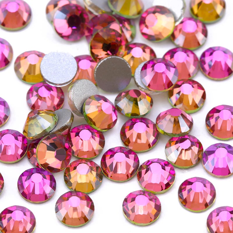 Dowarm 1440 Pieces SS6 Flatback Rhinestones 2MM Tiny Flatback Nail Crystals for Dance Costumes Non Hotfix Rhinestones SS6 2MM Rose Vitrail