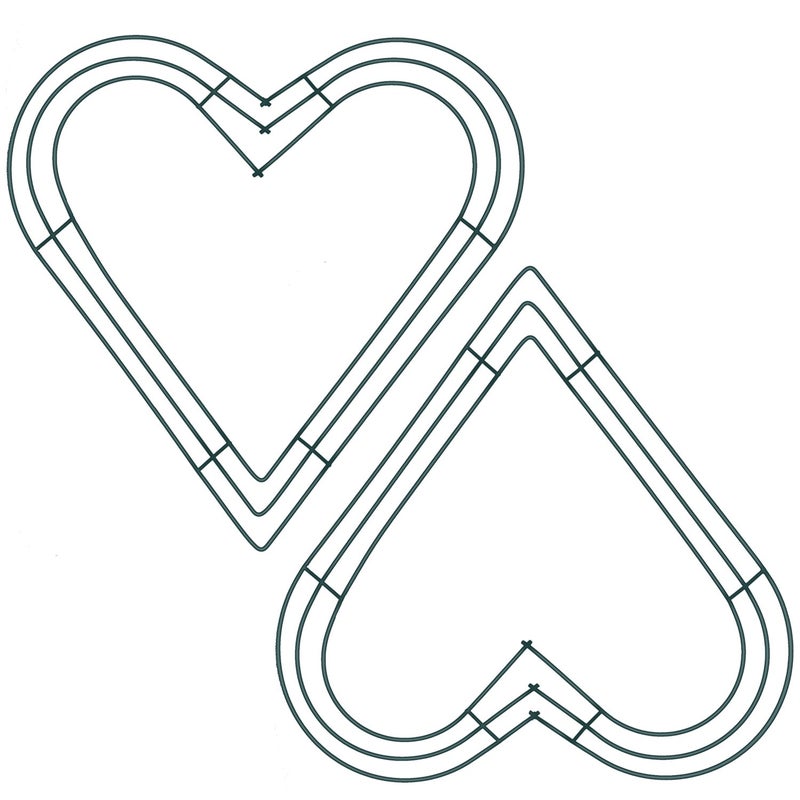 Pack of 2 Heart Shaped Wire Wreath Frame 12 Inches Dark Green Metal Wreath Frame for DIY Floral Decorations on Weddings Proposal Greeting Party Celebrations