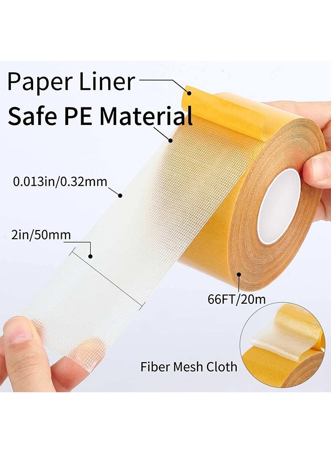 Peachjoy Double Sided Tape Heavy Duty, 5cmx20m Universal High Tack Strong Wall Adhesive with Fiberglass Mesh, Super Sticky Resistente Clear Tape, Easy Use Mounting Tape for Rug Fixed Floor Wall Deco  - Image 2