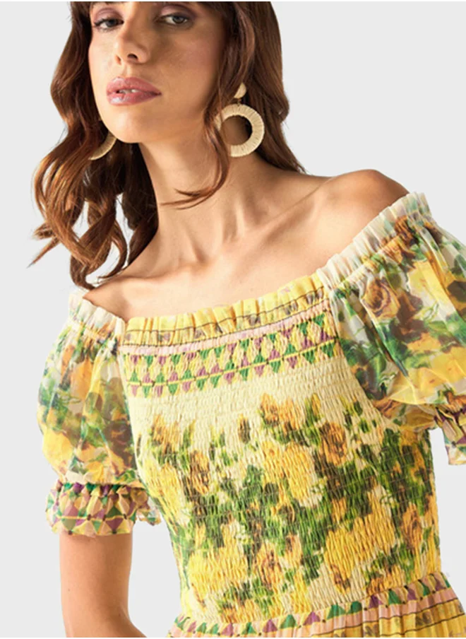 2Xtremz All-Over Print Off Shoulder Dress