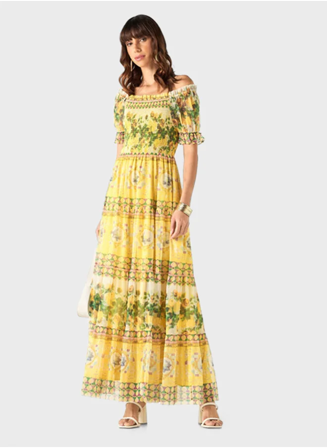 2Xtremz All-Over Print Off Shoulder Dress