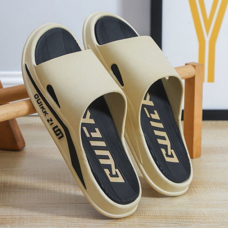 Mens Summer Soft Thick-Soled Slippers 330-Khakis [Upgrade]] 