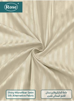 Rose Rose Luxurious Hotel Stripe Fitted Sheet with Deep Pockets and Pillow Cases, Bed Sheet 3-Pieces Set, Soft & Silky Microfiber Breathable and Cooling, King Size 200x200 cm, Beige  - Image 4