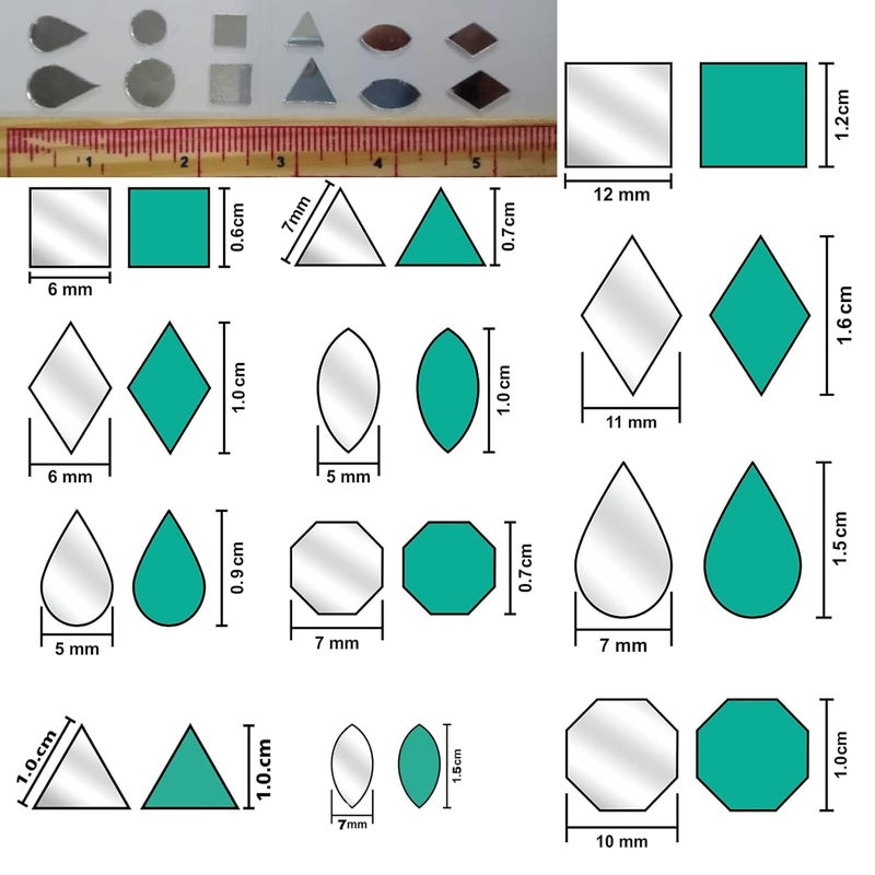 All Shape Mirror Combo Kit In Embroidery And Lippan Art Total1200 Pieces Free Fabric Glue Cone Combo12 Silver  - Image 2
