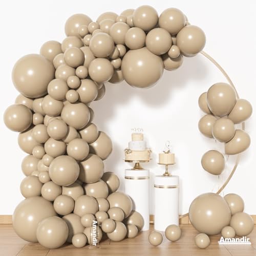 Amandir 153pcs Light Brown Balloons Arch Garland Kit Different Sizes 18 12 10 5 Inch Cream Beige Ivory Nude Neutral Boho Tan Balloon for Birthday Wedding Anniversary Gender Reveal Party Decorations - Image 5